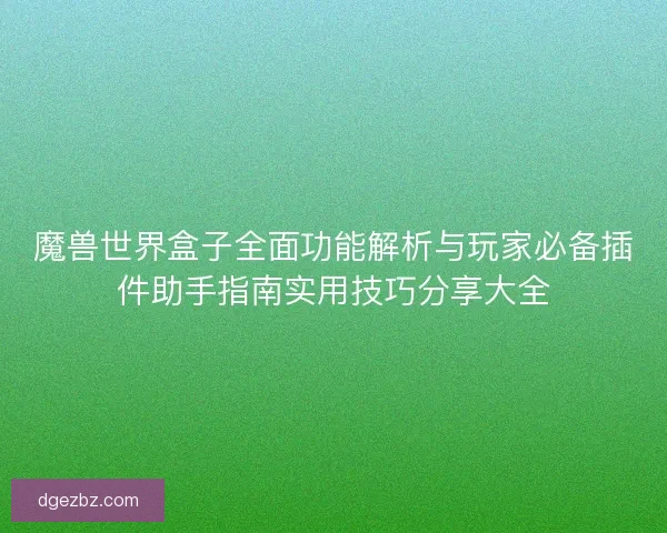 魔兽世界盒子全面功能解析与玩家必备插件助手指南实用技巧分享大全